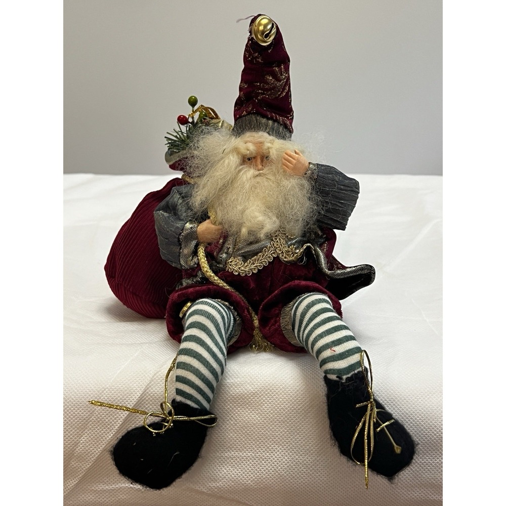 Vtg Old World Santa Shelf Sitter Victorian Christmas Elf Whimsical Holiday